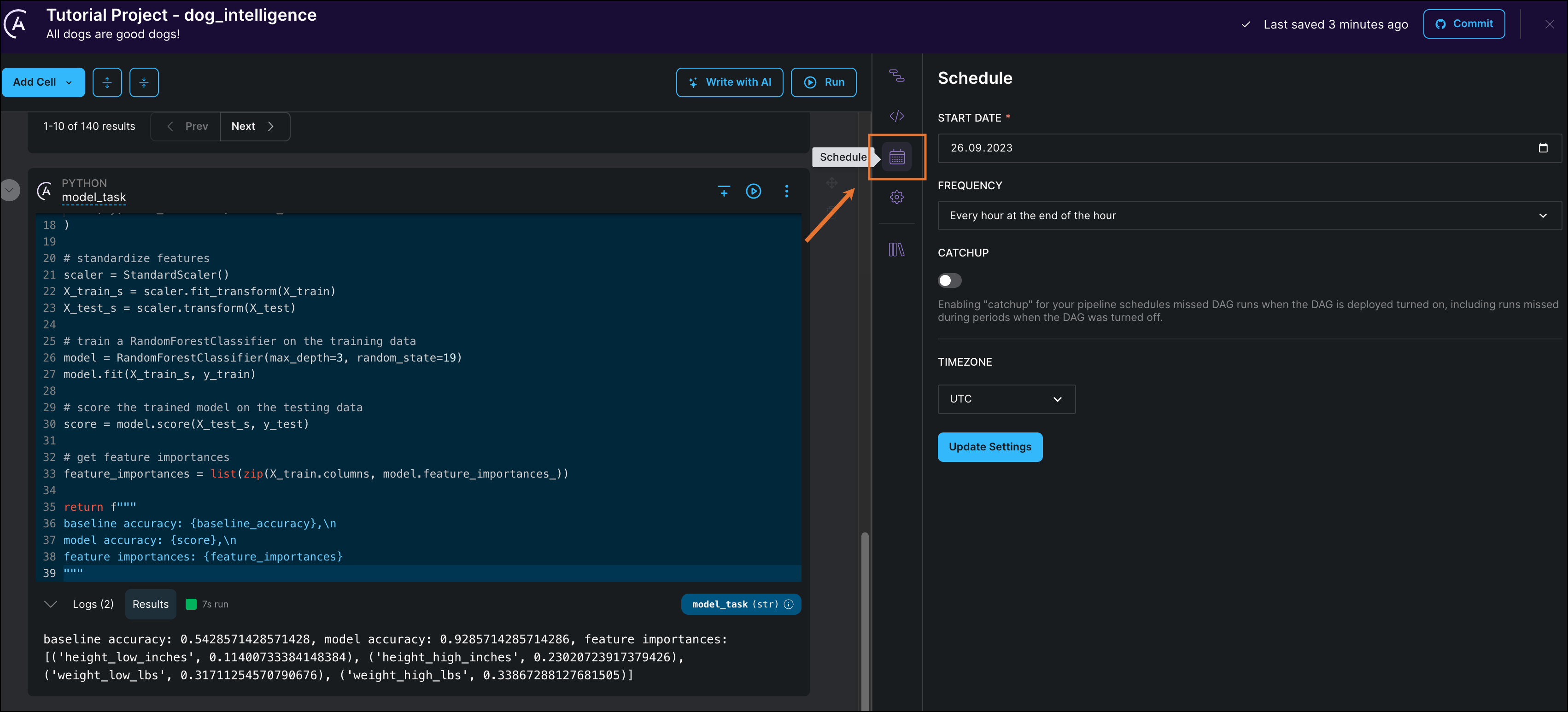 Schedule tab of the Cloud IDE showing scheduling options.