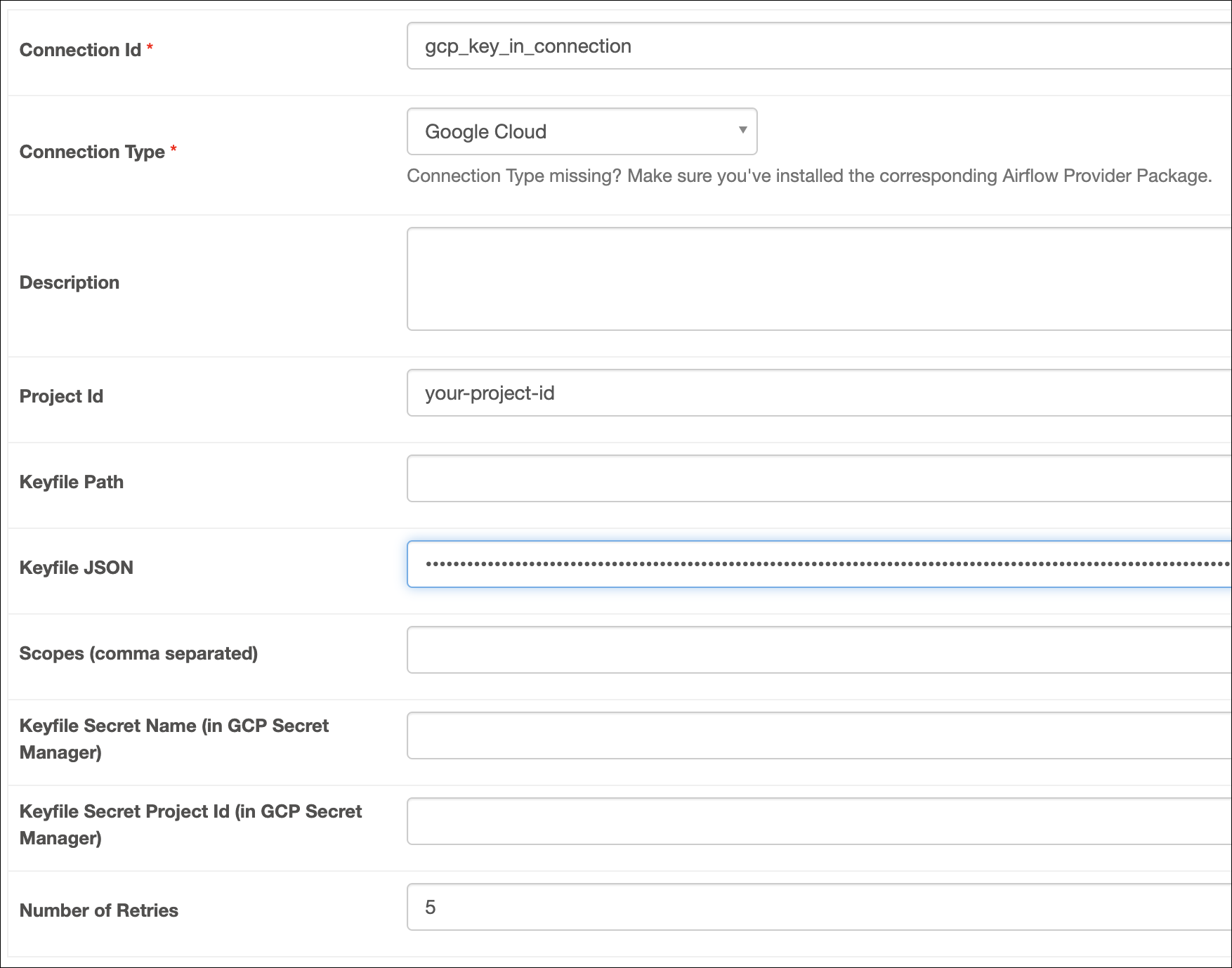 gcp-connection-key-in-ui