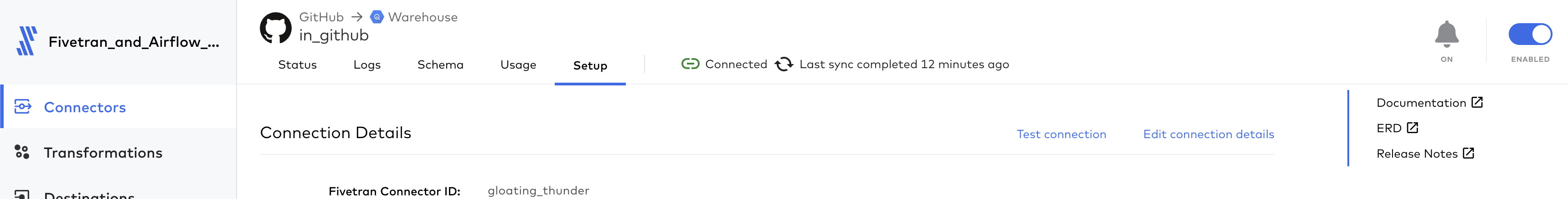 Fivetran connector ID