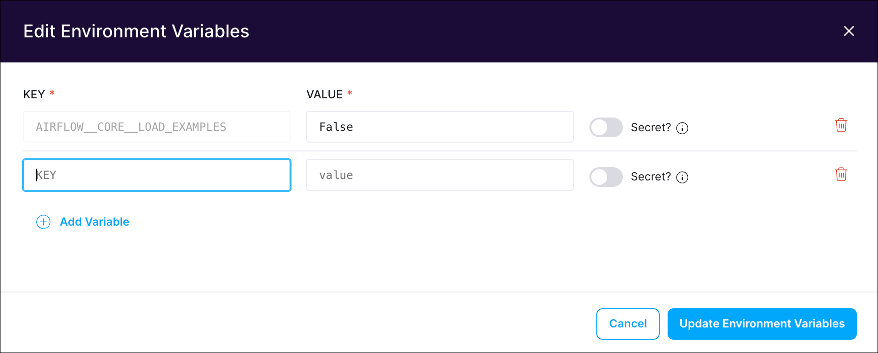 Edit value location